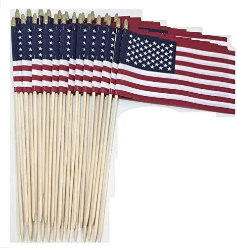 8x12 Inch (Pointed Bottom Dowel) US American Hand Held Stick Gravemarker Cemetery Flags WindStrong with Spear Tip 24 Inch Staff Made in The USA (24)
