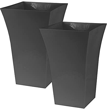 Large Milano Plastic Gloss Planters, Set of 2 - DARK GREY Colour - Dimensions: 44cm (H) x 30cm (W) x 30cm (D).