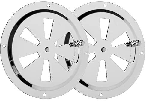 Vegena 2 tappi di ventilazione rotondi in acciaio inox da 125 mm, con chiusura a scatto, griglia di ventilazione, valvola a disco, per smoker barca, camper casa
