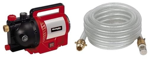 Einhell Gartenpumpe GC-GP 1250 N (1.200 W, max. 5000 L/h, max. Förderhöhe 50 m, Wasserfüllanzeige, Wassereinfüllöffnung /-ablassschraube, Frostschutz, Thermoschutz, inkl. 7 m Messing Saugschlauch)