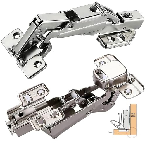 2 Pcs Kitchen Cabinet Door Hinges 165 Degree,Cupboard Hinges,Soft Close Hinge for Kitchen Cupboards,Silent Folding Corner Hinges for Doors (Big Bend Without Cover)