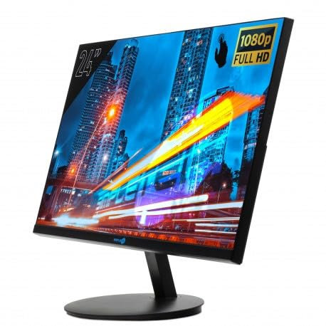 SIMPLETEK Monitor 24 Touchscreen Full HD Speaker integrati Pannello WLED | VESA 75x75 mm HDMI VGA Audio-in 3,5mm | Ufficio Casa Scuola | Windows/MacOS/Linux
