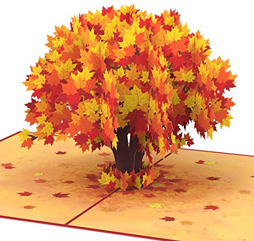 papercrush® Pop-Up Karte Ahornbaum - Herbstliche 3D Geburtstagskarte mit Baum für Freundin, Frau oder Mutter, Gute Besserung Karte - Popup Glückwunschkarte zum Geburtstag im Herbst für Frauen & Männer