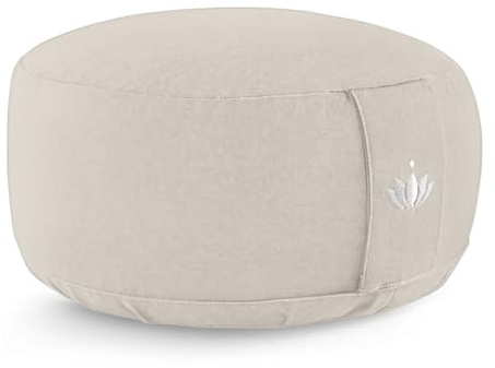 Lotuscrafts Cojín Meditación Yoga Lotus - Altura 15 cm - Relleno de Espelta - Cubierta en Algodón Lavable - Zafu Redondo Para Suelo - Meditation Cushion - Certificado Gots