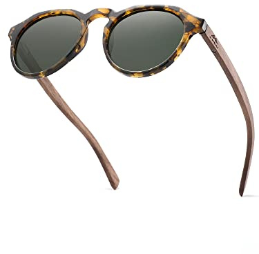 AMEXI Holz Sonnenbrille, Herren Damen Polarisierte Sonnenbrille mit UV400 Schutz - Der Rahmen aus Walnuss Holz - CN8048