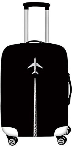 Mateju Kofferschutzhülle Elastisch Kofferhülle 18-32 Zoll, Gepäck Cover Reisekoffer Hülle Trolley Case Schutzhülle Luggage Cover Waschbare Staubdichte Kofferbezug (Schwarz weiß Flugzeug B,XL)