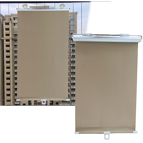 Xrdbfd Saugnapf Verdunkelungsrollos Für Fenster, Einziehbarer Sonnenschutzrollos, Verdunkelungsvorhänge 60x125/75x125cm, Temporäre Sichtschutz Jalousien, Ohne Bohren,Gold-65x125cm(25.6 * 49.2in)