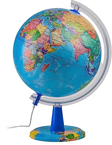 TOPGLOBE 20cm Leuchtglobus - Englische Karte - Schülerglobus Moderne Politische Weltkugel – pädagogische/geografische