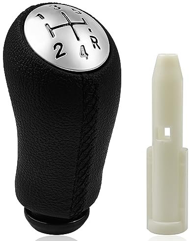 Fousenuk 5 Marce Copri Pomello Cambio Auto, Universale, Leva Copertura Leva Cambio, Manopola Auto, Pelle Pomello per Peugeo Renault Clio Mk3 3 Iii, Megane Mk2, Scenic Mk2, Nero con Adattatore