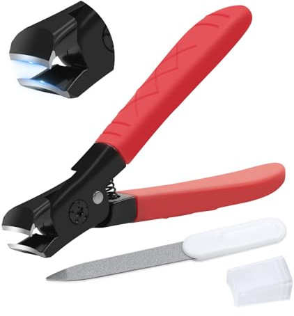 Nail Clippers for Thick Nails, Toenail Clippers for Thick Nails, Wide Jaw Nail Clippers with Metal Nail File and Bag,Heavy Duty Toe Nail Clippers for Men and Women (Red)
