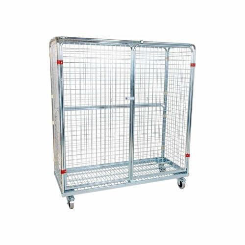 Stahlrollbehälter 620, 620 x 1.500 x 1.700 mm, 5-seitig, Diebstahlschutz, 2 Flügeltüren, Nutzhöhe 1.485 mm, Rollplatte aus Metall, 500 kg