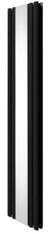 Radiatore a pannello ovale con specchio, 1800 mm x 380 mm, design moderno, doppia colonna, riscaldatore verticale in acciaio al carbonio nero opaco, montaggio a parete, per cucina e soggiorno, kit di