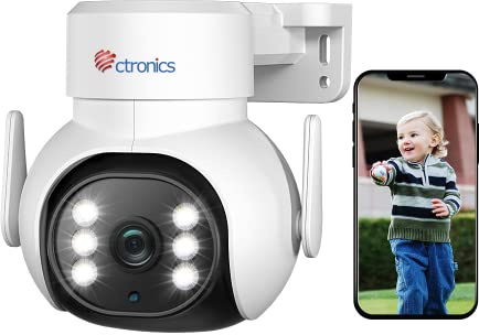 Ctronics Überwachungskamera Aussen WLAN, PTZ IP Kamera Outdoor 1080P mit 30m Farb-Nachtsicht, Humanoide Erkennung, Automatische Verfolgung, 2-Wege Audio, Wand- und Deckenmontage, IP66 (Weiß) (2)