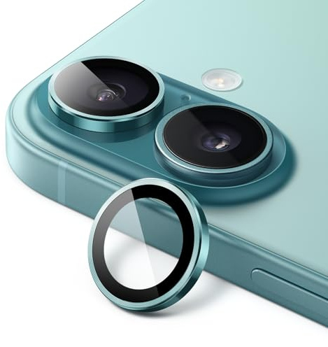 JETech Protection Objectif Caméra pour iPhone 16/16 Plus, Bleu Vert