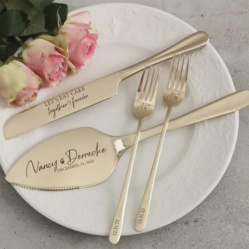 Juego de corte personalizado para tartas de boda, grabado personalizado, regalo de boda para despedida de soltera, aniversario, compromiso, regalo personalizado