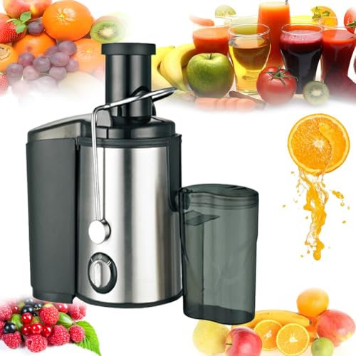 Juicer Machine, Masticating Juicer with 3 Wide Feed Chute, 800w Silent Fast Juicer, Easy To Clean, Fit Whole Vegetables and Fruits, Juice Extractor Machine with High Juice Yield