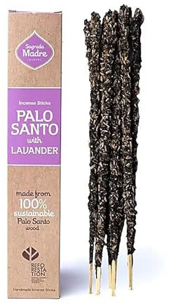 SAGRADA MADRE - Incenso in Stick - Bastoncini Naturali al 100% - ca. 8 Sticks a Confezione (PALO SANTO E LAVANDA)