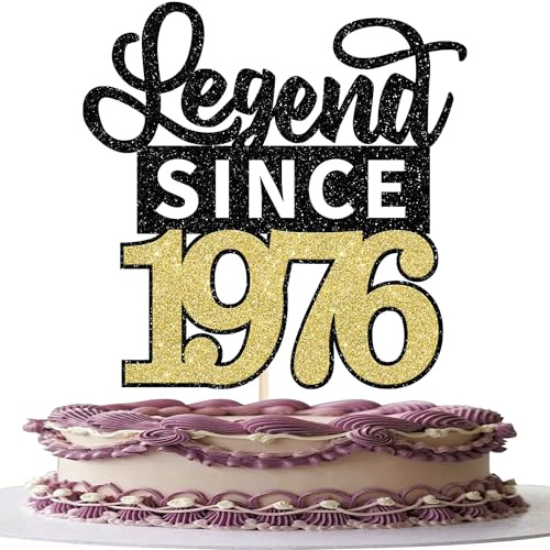 SYKYCTCY 1 Pack Legend Since 1976 Cake Topper Glitter Happy 50th Birthday Cake Pick 50 Fabulous Cake Decorations for Cheers to 50th Birthday Wedding Anniversary Party Supplies