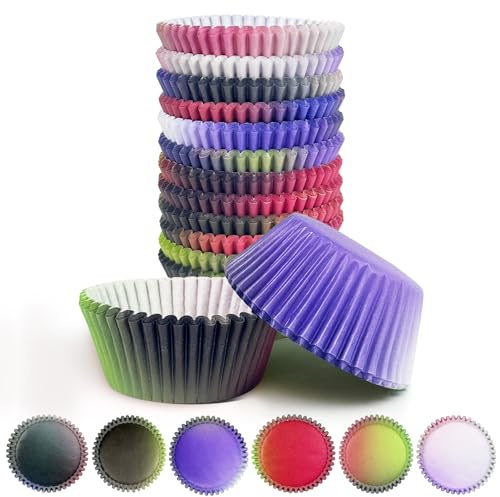 Gcardist 300 Stück Standard-Muffinförmchen Cupcake-Becher 6 Designs Schwarz Rosa Muffinpapier-Backförmchen Cupcake-Hüllen (Standardgröße)