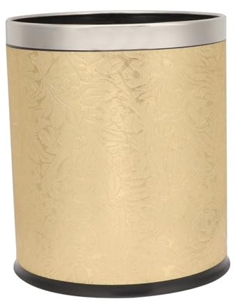 Zerodeko Garbage Easy Not and Base Firm Watertight Office for Dump Golden round Bin Plastic Wastebasket with Double Layer Design Thickened Kitchen Use