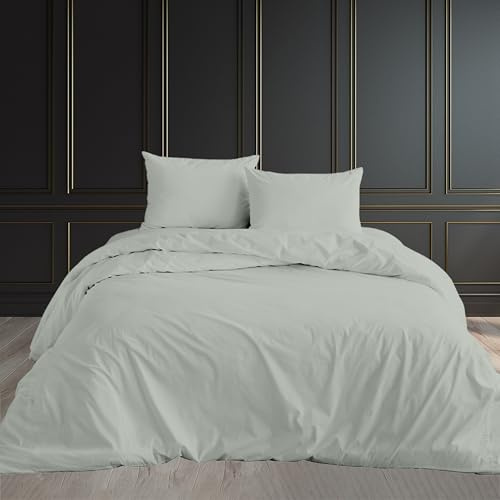 Rohi Bettwäsche-Set für Super-King-Size-Bett, weicher und atmungsaktiver Mikrofaser-Bettbezug mit 2 Kissenbezügen, antiallergen, Hellblau, Knopfverschluss-Design (Super-King-Size-Größe 260 x 220 cm