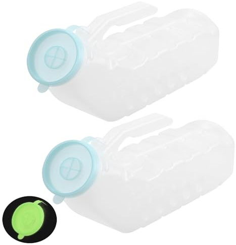 Paquete de 2 urinarios masculinos que brillan en la oscuridad, tapa de rosca, urinarios portátiles de 1000 ml, botellas for orinar, botella for urinario a prueba de derrames for automóviles, hospitale