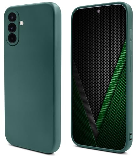 Moozy Lifestyle. Funda movil para Samsung Galaxy A56 5g, Carcasa Funda de Silicona Premium Antigolpes con Acabado Mate y Forro de Microfibra Suave, Capa Phone Case Cover, Verde Oscuro