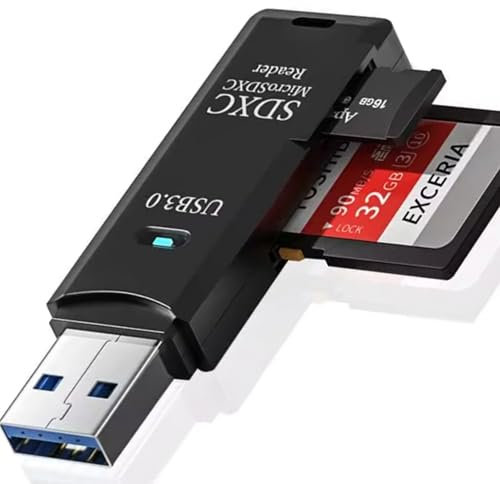 Lector de Tarjetas SD/Micro SD 3.0 - Adaptador USB Pendrive Card Reader Compatible con SD/SDXC/SDHC/TF/UHS-I, PC, Teléfonos,Tablets. para iPhone 15/16 Pro MAX, MacBook Air/Pro, Galaxy S25, ST1
