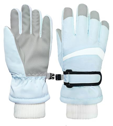 lifwimner Kids Winter Snow Ski Gloves for Boys Girls Children Snowboard Waterproof Thermal Fleece Gloves for Cold Weather (Blue, M)