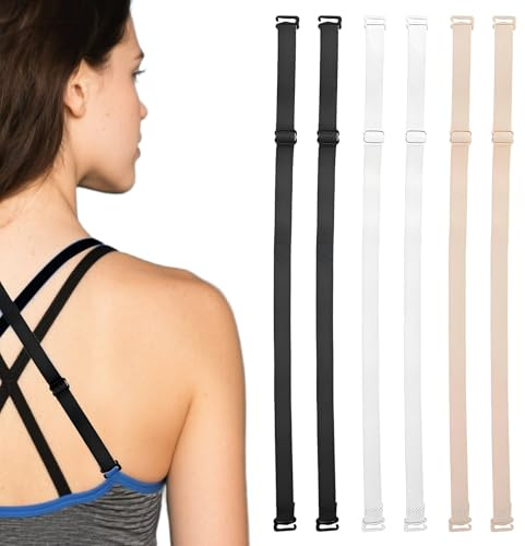 3 Paar BH Träger, BH Träger Halter,BH Träger Breit,Verstellbare Elastische BH Träger,Träger Zum Annähen, BH Träger Clip,BH Träger Rutschen Für Frauen Mädchen Tops Kleid Schwarz