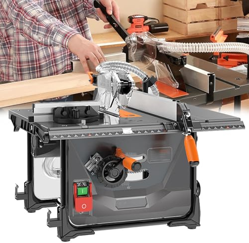 DPLWJPP Sierra de Mesa 98% Dust Extraction Rate Mini Sierra Circular de Mesa 2000w with 216mm Saw Blade Multi Material Cutting Blade Included Cuts Wood Metal Plastic