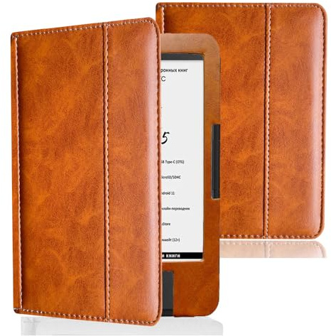 Schutzhülle für 15,2 cm (6 Zoll) Onyx Boox Vasco da Gama 1/2/3/4/5 E-Book-Reader, geeignet für Onyx Boox Vasco da Gama 1/2/3/4/5, schlank, leicht, PU-Leder, Schutzhülle (braun)