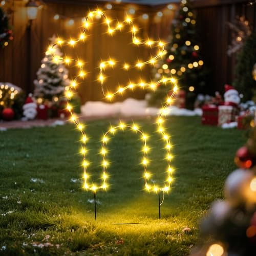 LED Gartenstecker Weihnachten, Weihnachtsdeko Outdoor 8 Beleuchtungsmodi Weihnachtsbeleuchtung Außen Batterie mit Timer LED Weihnachtsdeko Außen Wasserdichte Gartensteckleuchten für Gärten (A)