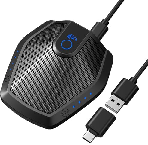 TONOR Conference Microphone with AI Noise Canceling, USB Mic for Teleconference, Condenser Mic for Work at Home, Volume Adjustment, Compatible with Windows and Mac, Desktop PC and Laptop, G11 PRO