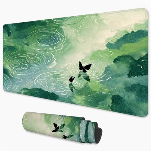 Alfombrilla Ratón Verde Mouse Pad 1200x600 mm, Grande Alfombrilla Gaming Mariposa con Superficie Especial Que Mejora Velocidad y precisión, Mousepad Impermeable para Gamers, PC y Portátil 3Y-1054