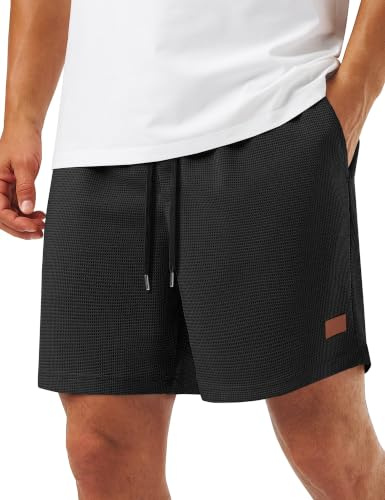 TACVASEN Mens Shorts Casual Lightweight Waffle Sports Workout Sweat Shorts | Summer 5 Inch Beach Short with Pockets Stretch Gym Shorts
