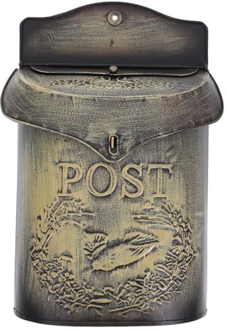 TOMETURE Wandbriefkasten aus Eisen Vintage Briefkasten im Retro Stil Großer Hausbriefkasten mit Breitem Einwurf für Zeitungen und Dokumente Wetterfester Außenbriefkasten mit Wandhalterung