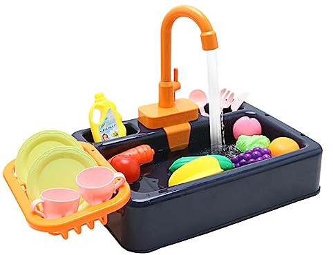 Évier de cuisine jouet lave-vaisselle jouant avec l'eau courante lavage vaisselle jeu de rôle PlayHouse évier