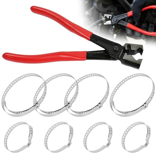 Rkixlix 9 Stk CV Achsmanschetten Schellen Verstellbar CV Klemmen mit Zange | Antriebswellenmanschette Schellen Antriebswelle Schelle Klemmschelle Achsmanschette Schlauchschellen Set für Auto