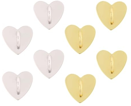 8pcs Heart Phone Charm Holder, 1inch Cell Phone Charm Hook | Metal Finger Ring Stand Sticky Phone Grip Loop Adhesive Ring holder for Phone Case Pad Tablet DIY Accessories, Gold, Silver