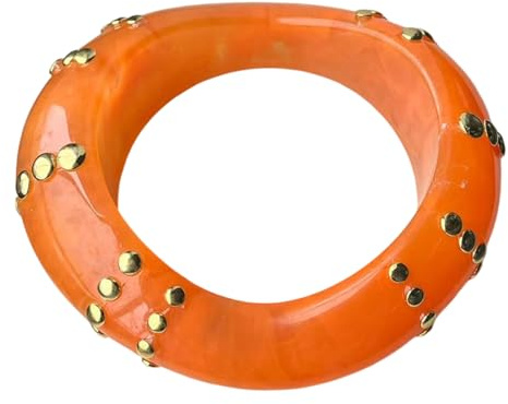 Elegante pulsera asimétrica de resina con tachuelas llamativas, perfecta para fiestas y ropa diaria, Misura unica, como se describe