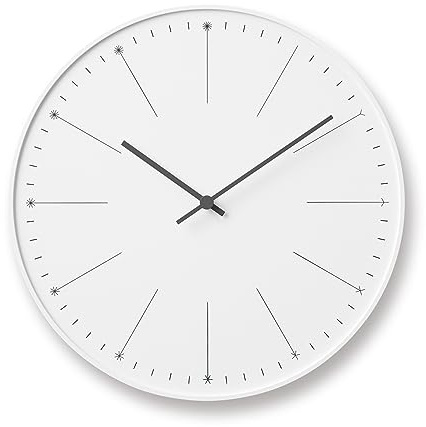 Lemnos Wanduhr Dandelion – groß aus Japan, leise, für Wohnzimmer und Küche, Weiß