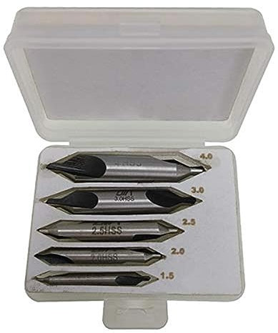 NRGLEVER Juego de Brocas de Centro, HSS 6542 Brocas de Centrado para Torno, para Hierro, Aluminio y Metales de Baja Dureza, 5 Piezas - Tamaño 1,5/2/2,5/3/4