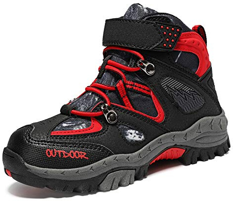 Kids Hiking Boots Boys Girls Outdoor Walking Climbing Sneaker Comfortable Non-Slip Snow Shoes Hiker Boot Antiskid Steel Buckle Sole Blue 4.5 Big Kid