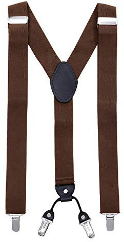 MASADA Hosenträger für Herren mit robusten Clips stufenlos verstellbar 3,5 cm breit und bis zu 195 cm Körpergröße Braun