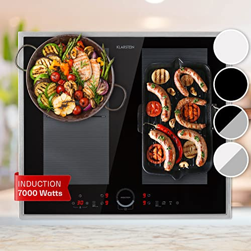Klarstein Kochfeld, Glaskeramik, 4 Platten, Einbaukochfeld mit Touch-Display, Digitalanzeige und Timer-Funktion, Schnelles Aufheizen, 7000 Watt