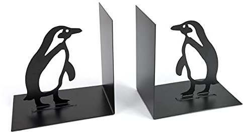 Customoffi Dekorative Buchstützen aus Metall, ideal für Zuhause, Büro, Zimmer, Café, Buchladen, Bibliothek – 2 Stück/Set für Buchsammler oder Enthusiasten Pinguin