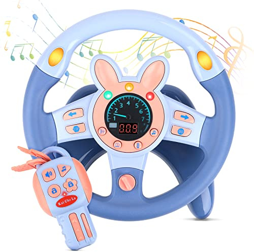 deAO Kinder Lenkrad Spielzeug für Auto, Mit 360° Rotation für Kinder (Blau) | Kinder Simulierter Fahrsimulator, Auto Simulation Spielzeug, Klang und Musik frühes Pädagogisches Geschenk für Kinder