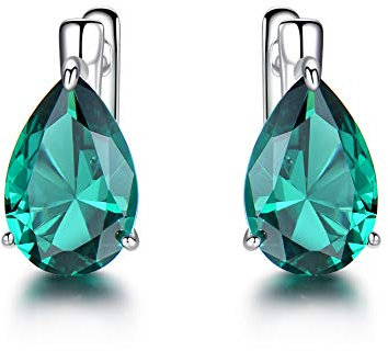 ZLING 925 Sterling Silber Ohrclips Für Frauen Halo Grün Erstellt Smaragd Edelstein Party Hochzeit Schmuck Geschenk Für Mama