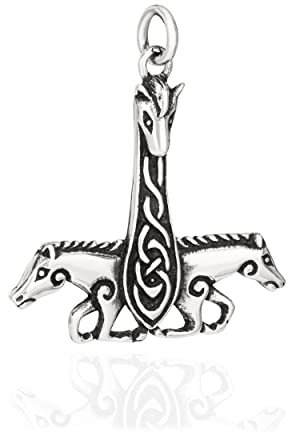 NKlaus Kettenanhänger Thors Hammer Pferd 925 Silber 37x37mm Wikinger Silberanhänger 10247